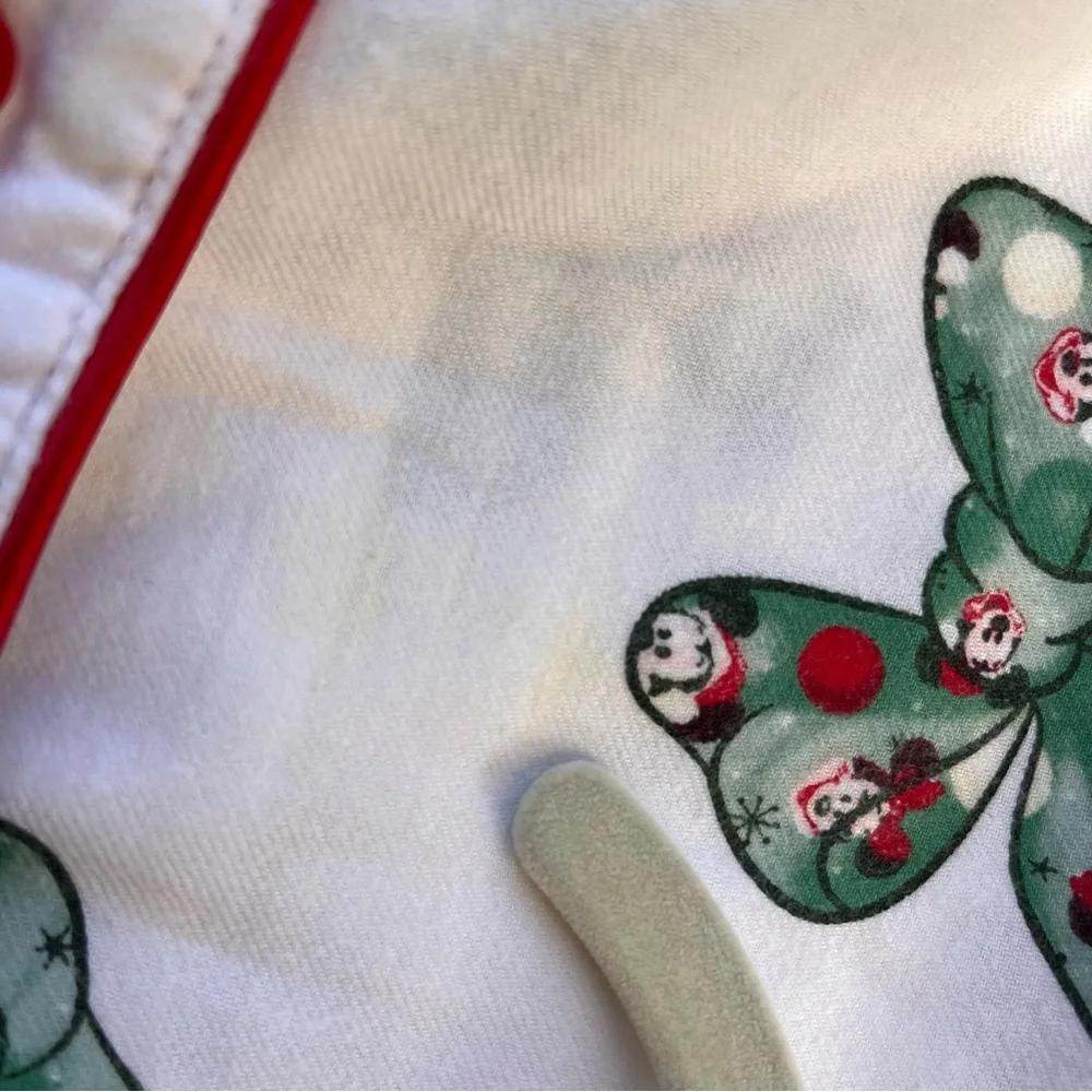 Disney Parks Christmas Flannel Pajama Set with Green and Red Holiday Bows - Picture 5 of 12